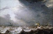 MOLYN, Pieter de, Dutch Vessels at Sea in Stormy Weather